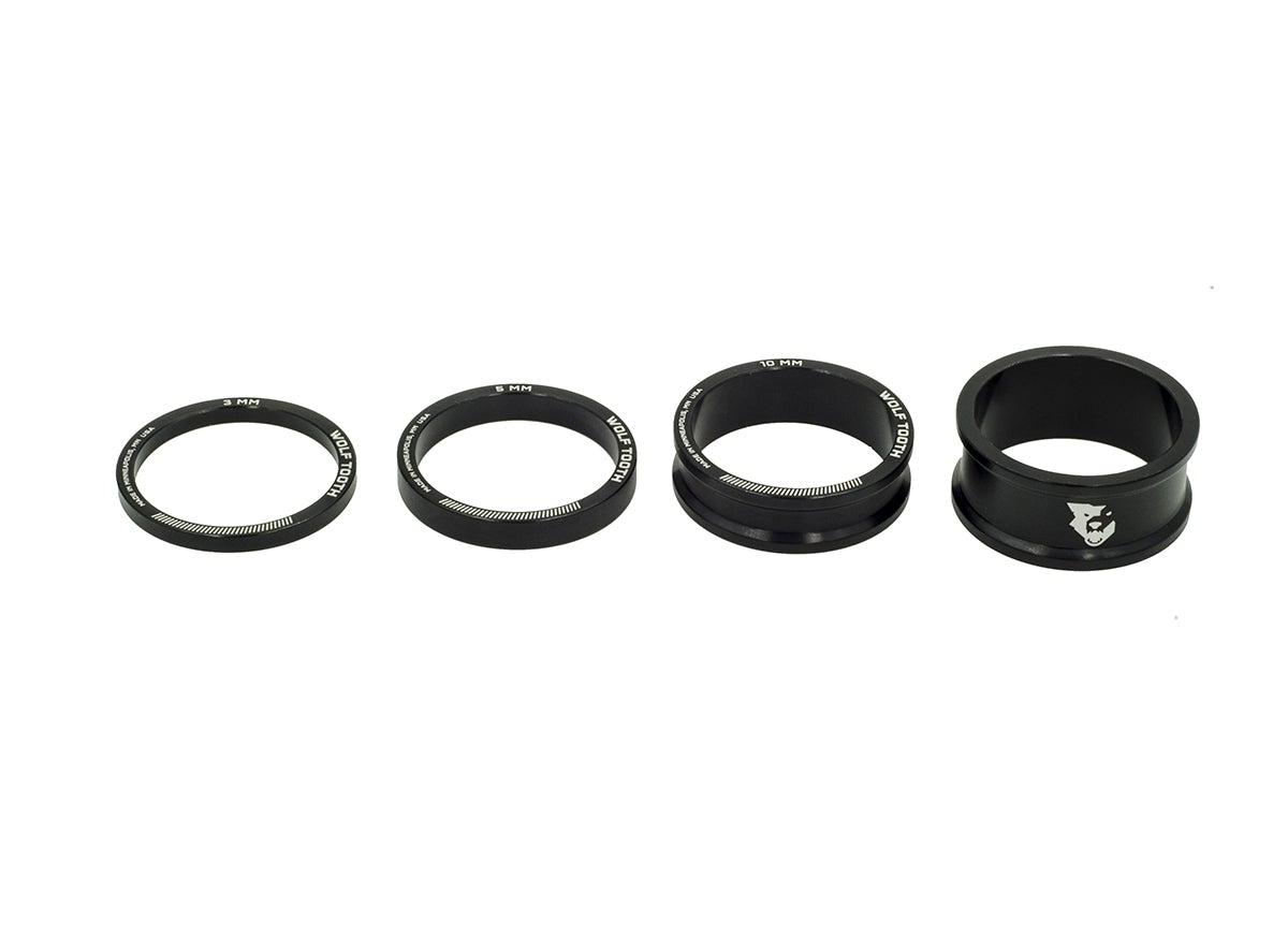 Wolf Tooth Components Precision Headset Spacer Kit - Black Black 1.1/8"