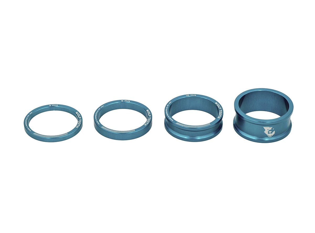 Wolf Tooth Components Precision Headset Spacer Kit - Blue Blue 1.1/8"