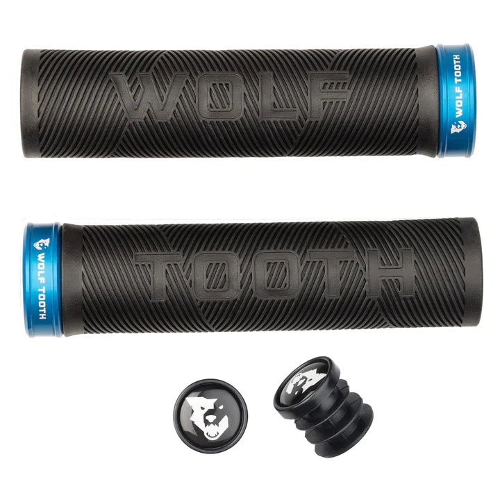 Wolf Tooth Echo Lock-On MTB Grips – Black-Blue Black - Blue