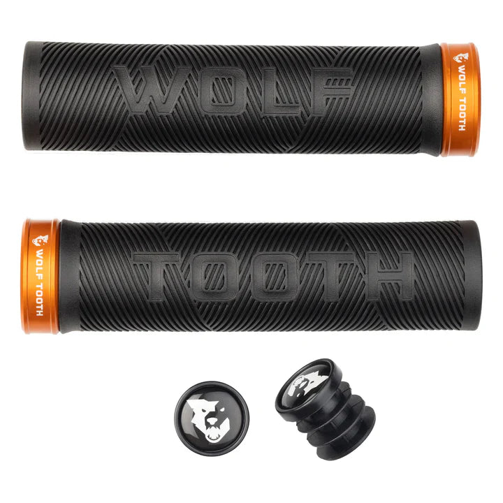 Wolf Tooth Echo Lock-On MTB Grips – Black-Orange Black - Orange