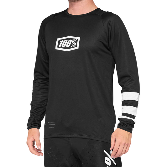100% R-Core Long Sleeve MTB Jersey - Youth - Black-White