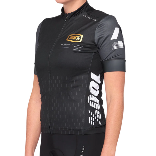 100% Exceeda Short Sleeve MTB Jersey - Womens - Black-Charcoal