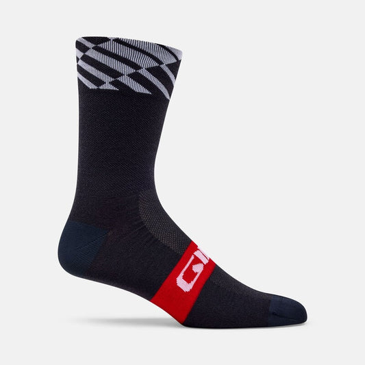 Giro Seasonal Merino Wool Sock - Red-White-Charcoal