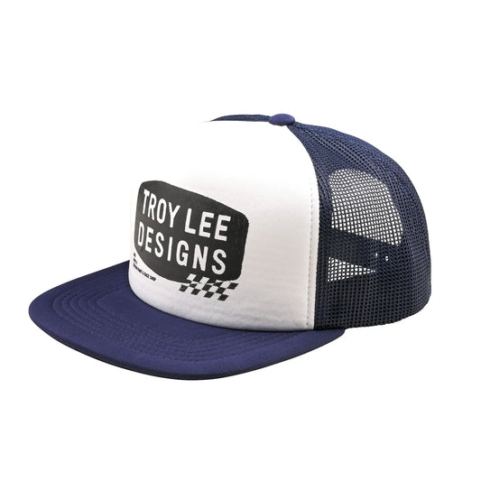 Troy Lee Designs Stamp Trucker Snapback Hat - Vintage White-Navy