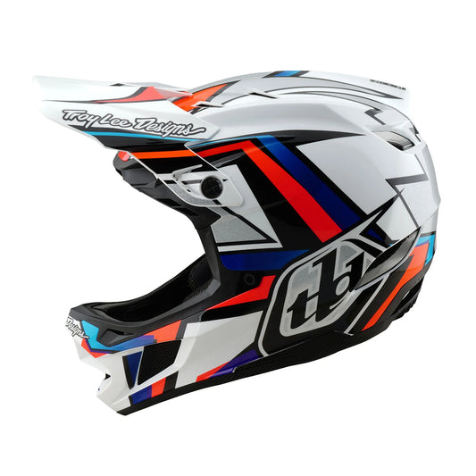Troy Lee Designs D4 Composite Full Face Helmet - Frames - White-Silver