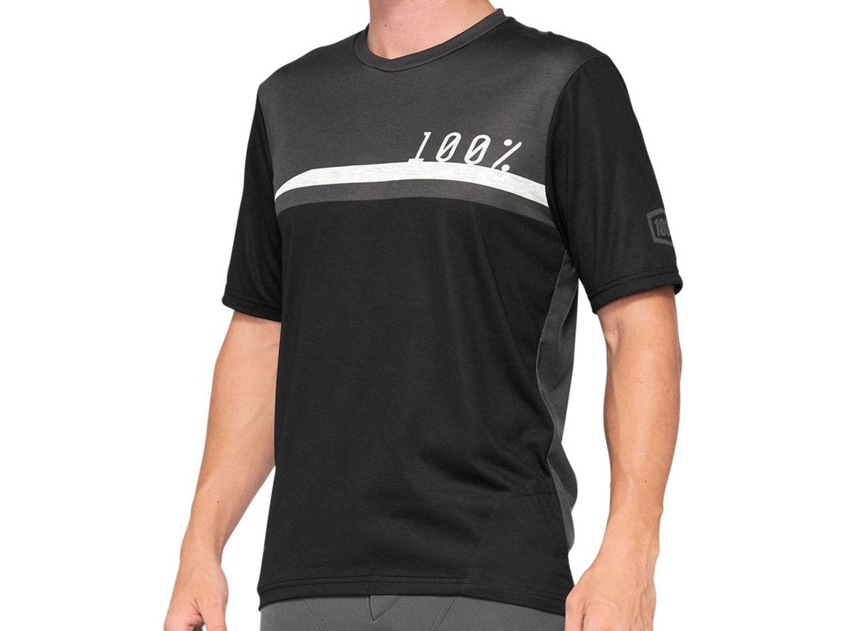 100% Airmatic Short Sleeve MTB Jersey - Black-Charcoal - 2021 Black - Charcoal Small 