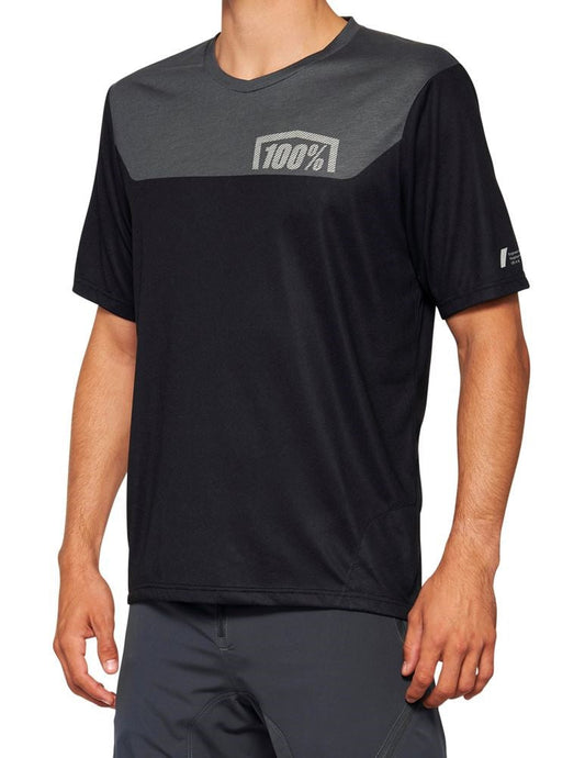 100% Airmatic Short Sleeve MTB Jersey - Gray-Midnight - 2022 Gray - Midnight Small 