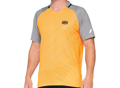 100% Celium Short Sleeve MTB Jersey - Orange-Gray - 2021 Orange - Gray Small 