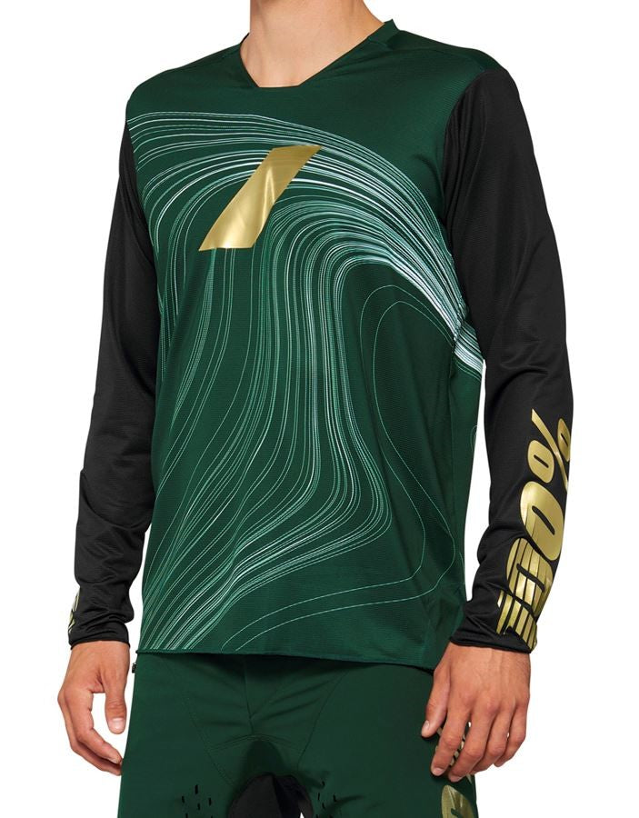 100% R-Core-X Long Sleeve MTB Jersey - Forest Green - 2022 Forest Green Small 