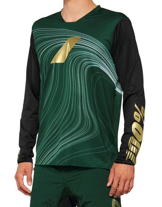 100% R-Core-X Long Sleeve MTB Jersey - Forest Green - 2022 Forest Green Small 