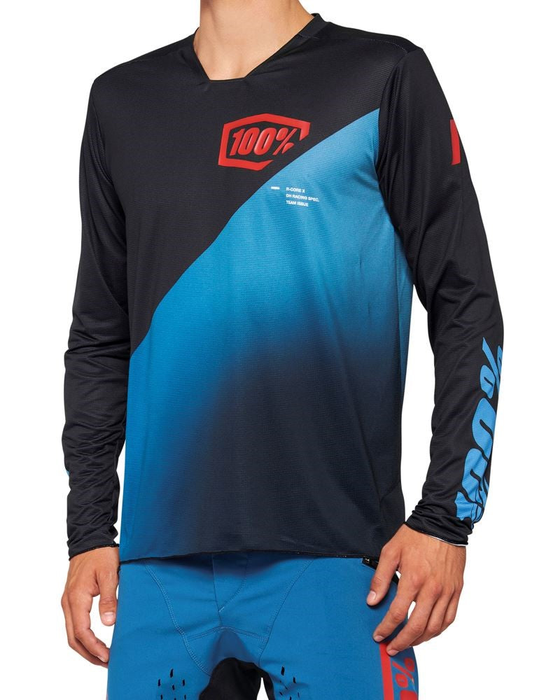 100% R-Core-X Long Sleeve MTB Jersey - Slate Blue - 2022 Slate Blue Small 