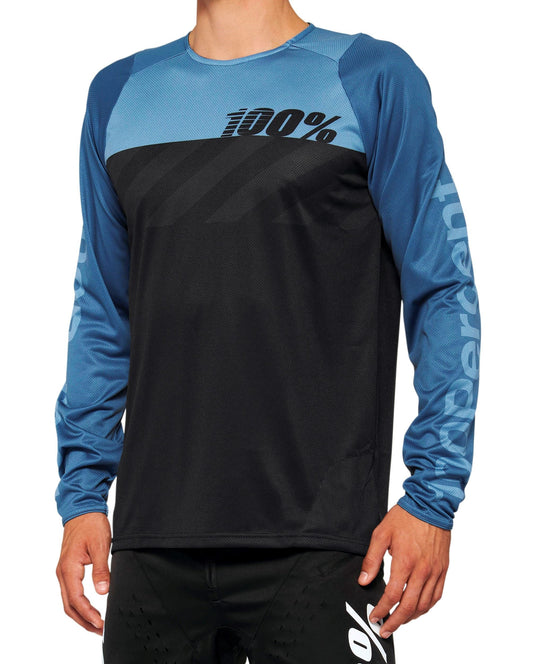 100% R-Core Long Sleeve MTB Jersey - Slate Blue - 2022 Slate Blue Small 