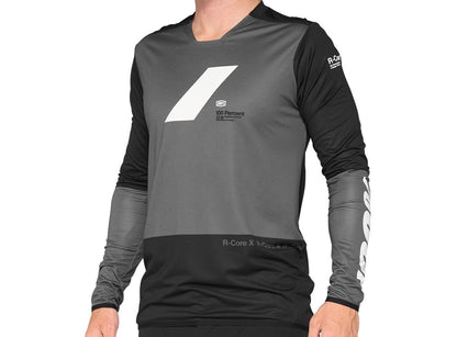 100% R-Core X Long Sleeve DH/Enduro Jersey - Charcoal-Black - 2021 Charcoal - Black Small 