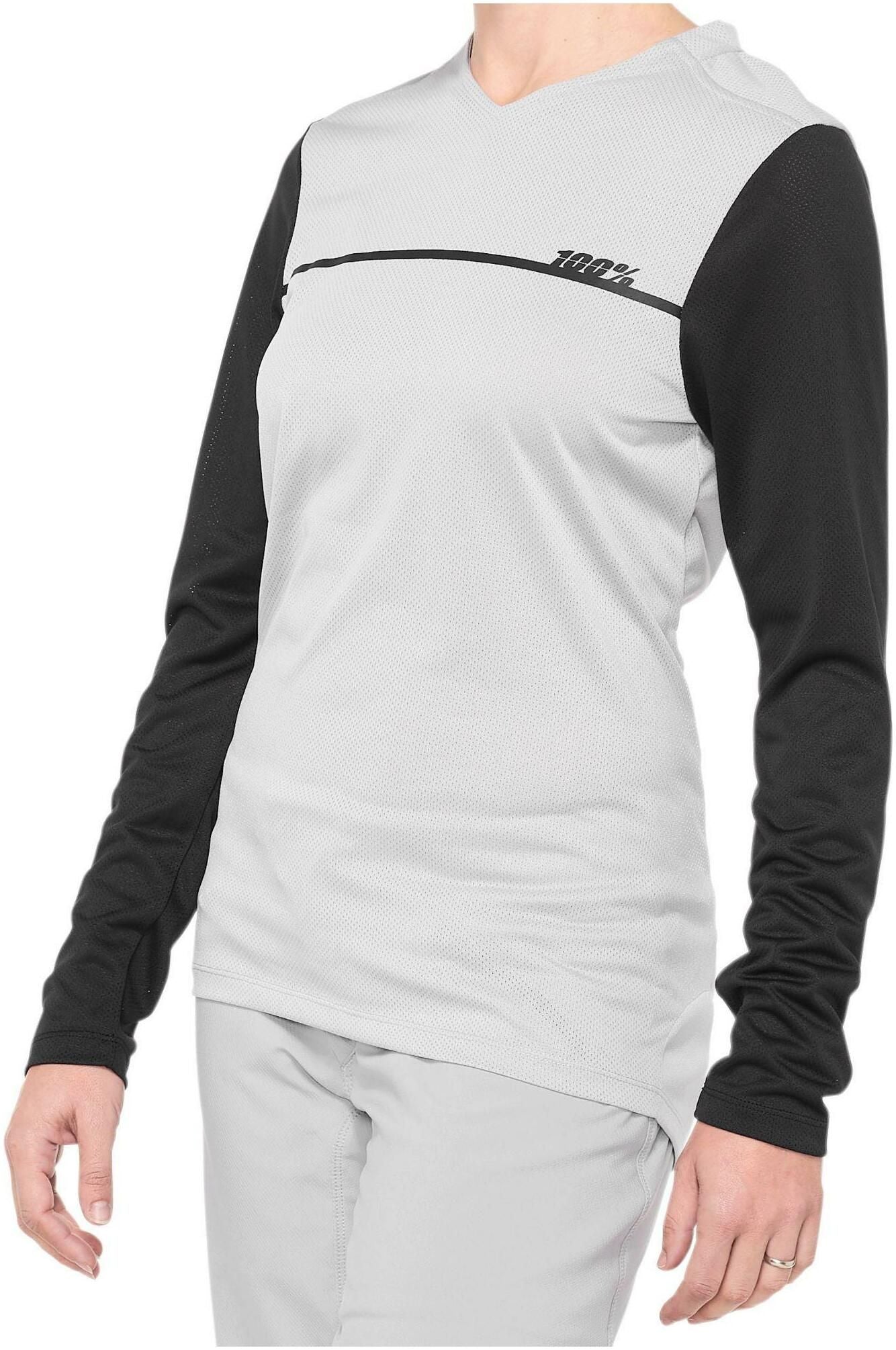 100% Ridecamp Long Sleeve MTB Jersey - Womens - Gray-Black - 2022 Gray - Black Small 