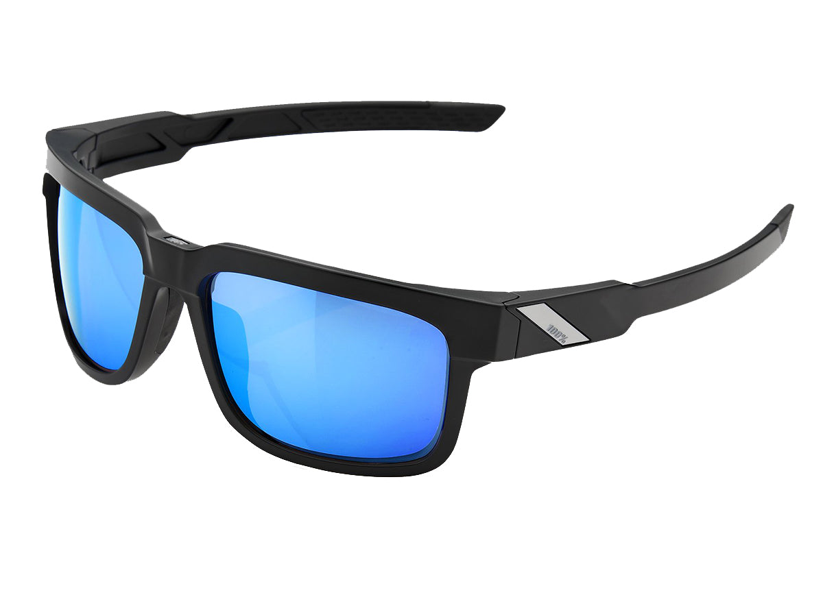 100% Type-S - Matte Black Performance Sunglasses - HiPER Blue Multilayer Mirror Lens Black  