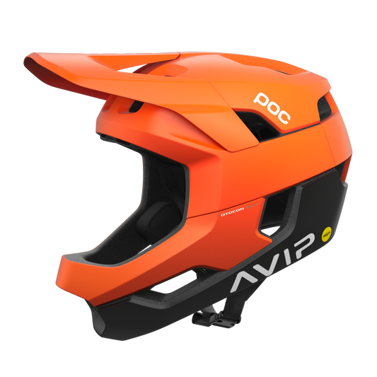 POC Otocon Race MIPS Full Face Helmet - Fluorescent Orange Avip-Uranium Black Matt Fluorescent Orange Avip - Uranium Black Matt X-Small 