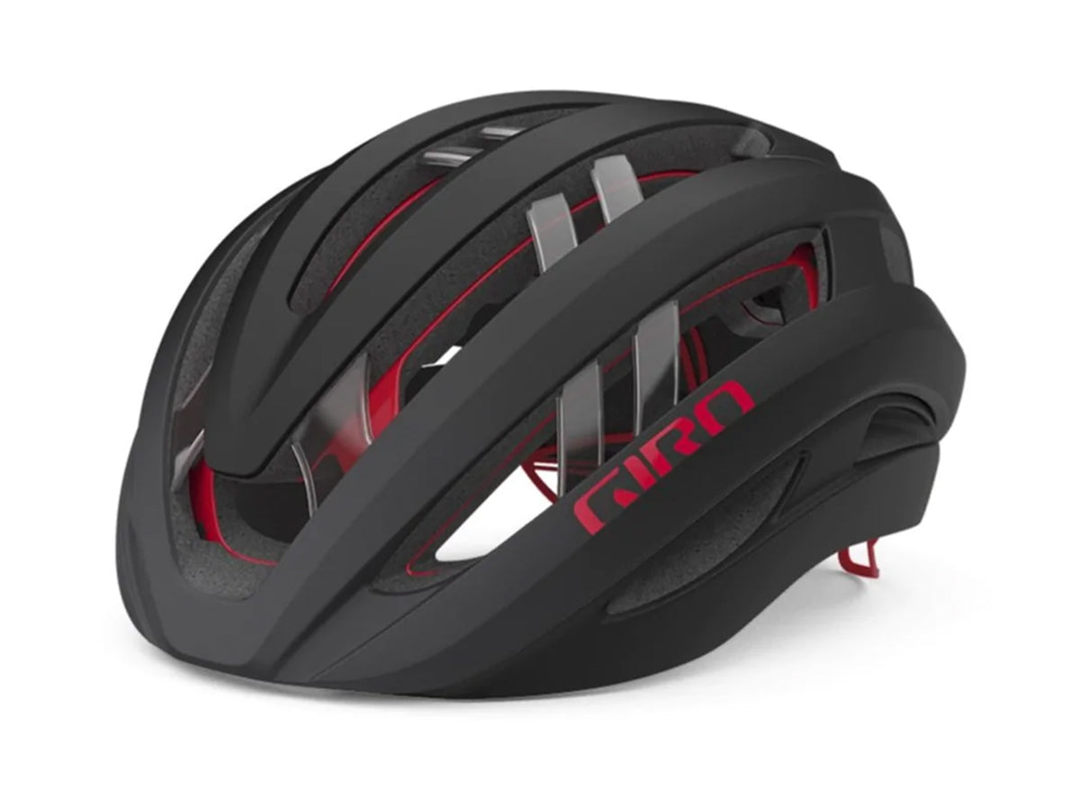 Giro Aries Spherical Road Helmet - Matt Carbon- Red