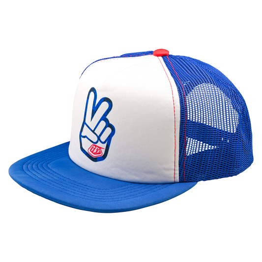 Troy Lee Designs Peace Out Trucker Snapback Hat - White-Blue