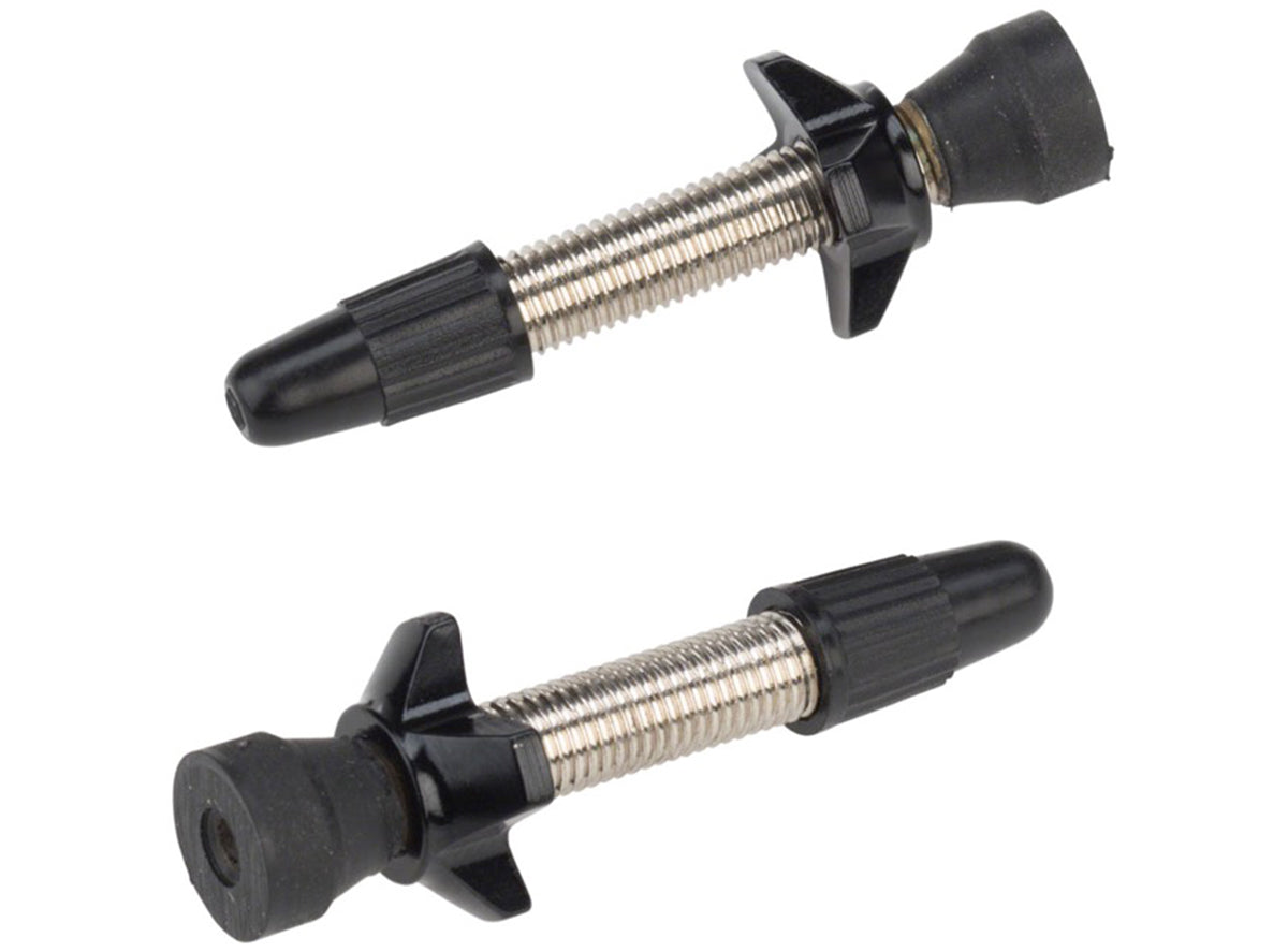 Problem Solvers Big P-Nut Tubeless Valve Kit Black Pair - Brass - 40mm 
