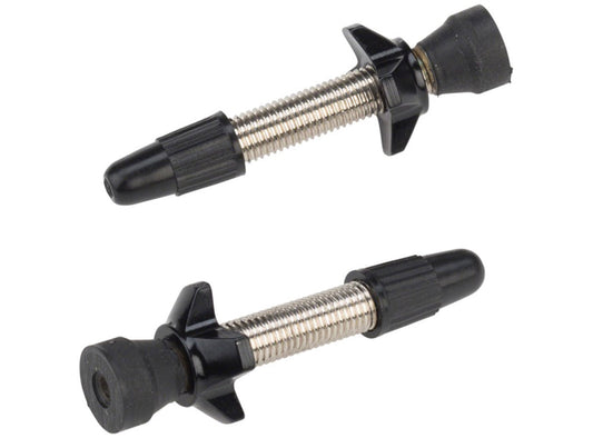 Problem Solvers Big P-Nut Tubeless Valve Kit Black Pair - Brass - 40mm 