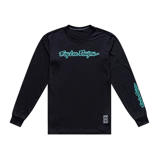 Troy Lee Designs Skyline Long Sleeve Ride Tee - Signature - Black-Real Teal