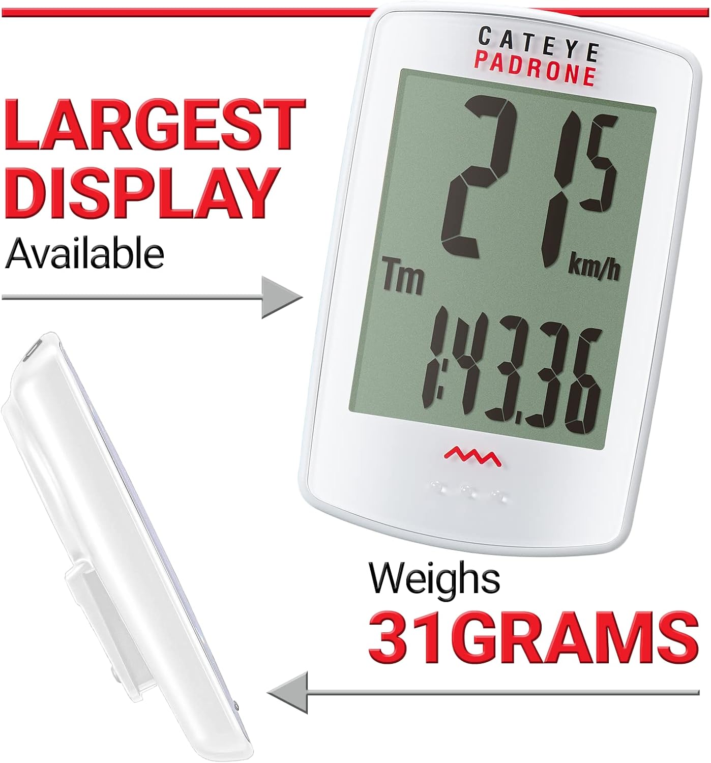 Cateye Padrone Bike Computer - White