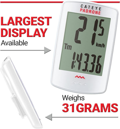 Cateye Padrone Bike Computer - White