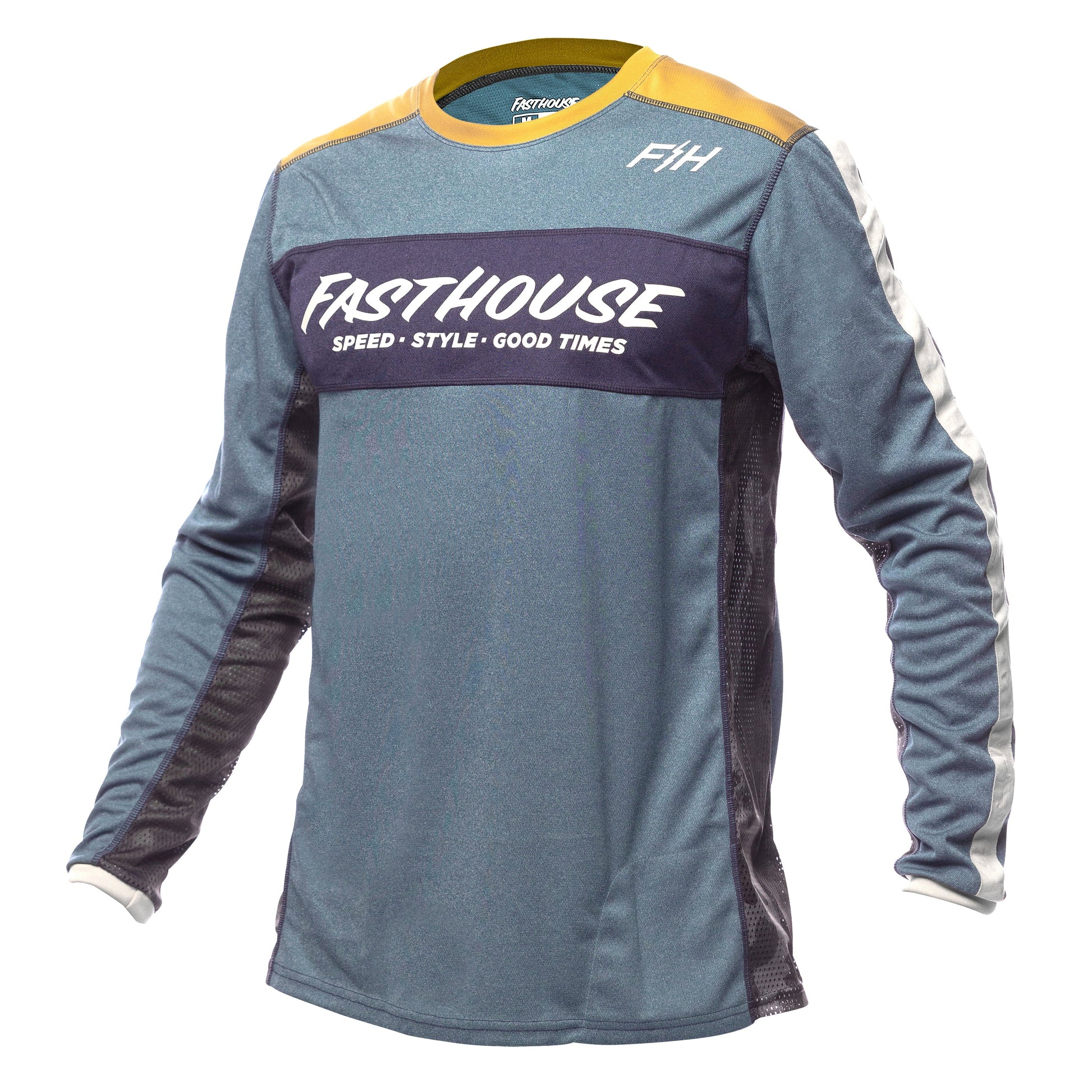 Fasthouse Classic Acadia Long Sleeve MTB Jersey - Heather Indigo - 2022 Heather Indigo Small 