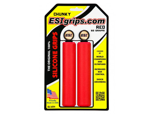 ESI Chunky Silicon MTB Grips - Red Red  