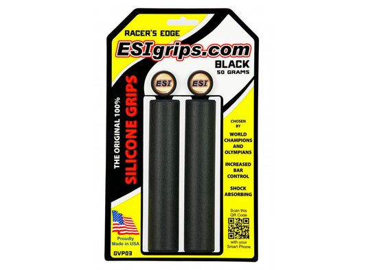 ESI Racers Edge Silicon MTB Grips - Black Black  