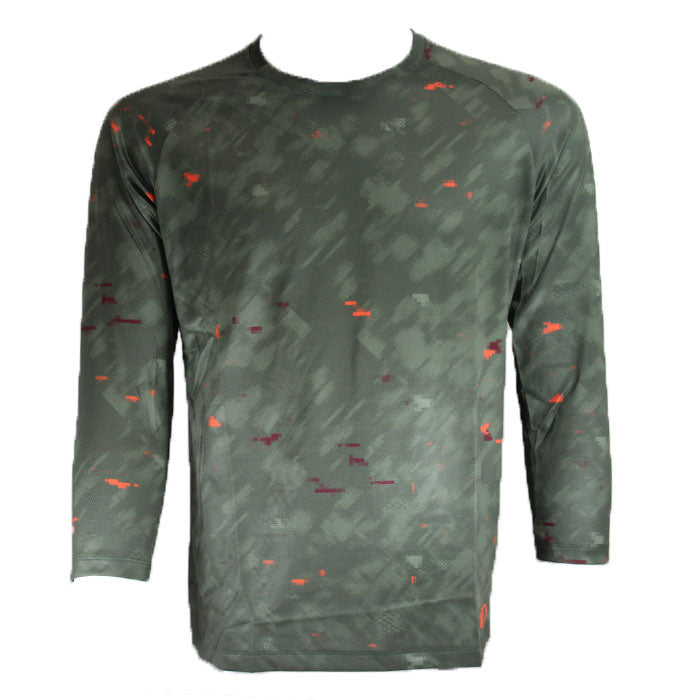 Pearl Izumi Summit 3/4 Sleeve MTB Jersey - Forest-Sunset Orange Disrupt