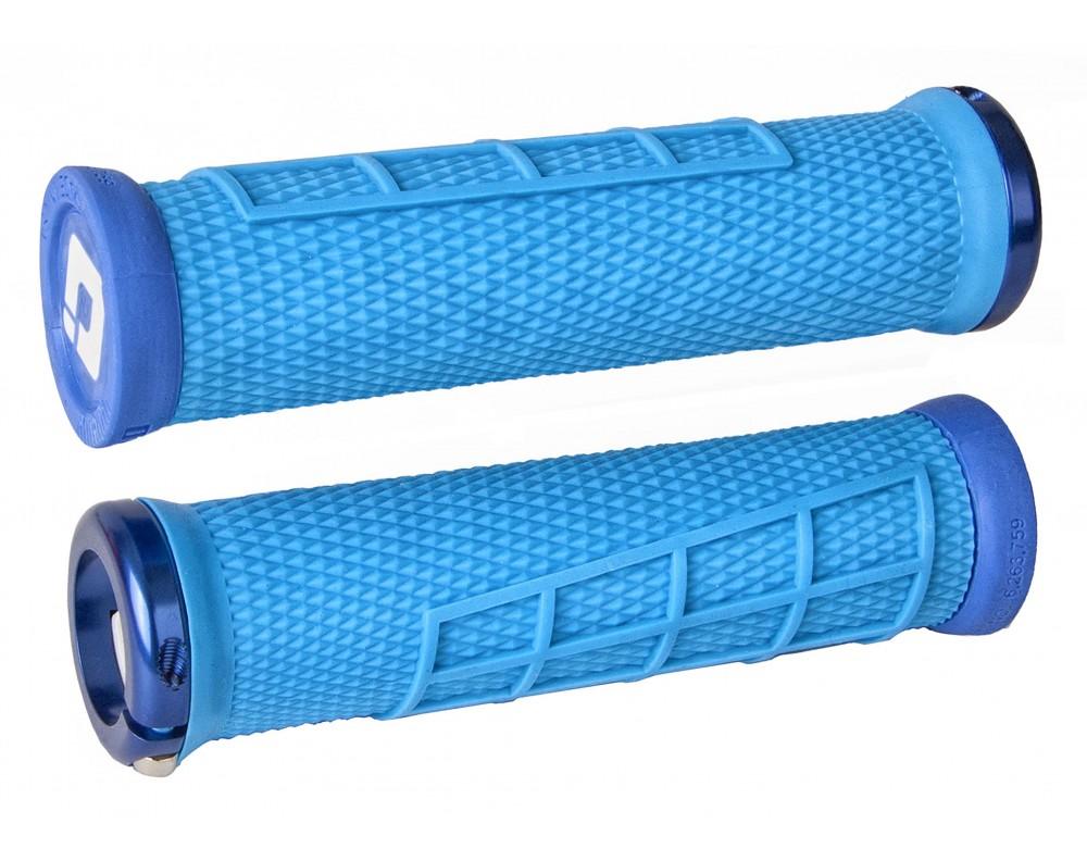 ODI Elite Flow Lock-On Grips - Light Blue Light Blue Blue Clamp 