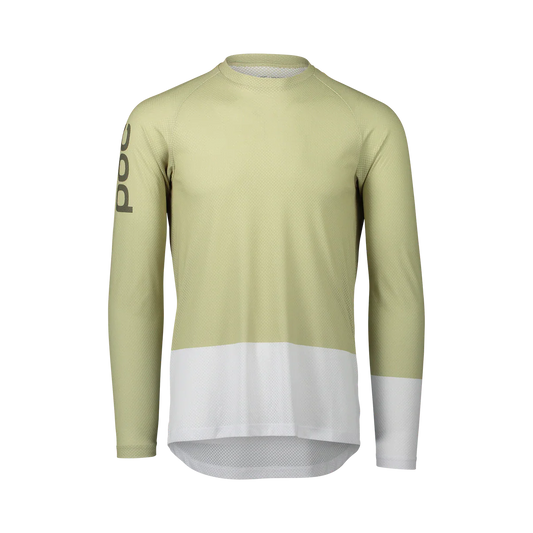 POC Pure Long Sleeve MTB Jersey - Prehnite Green-Hydrogen White Prehnite Green - Hydrogen White X-Small 