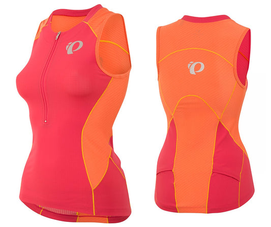 Pearl Izumi Elite Pursuit Tri Sleeveless Jersey - Womens - Rouge Red-Clementine Rouge Red - Clementine Large 