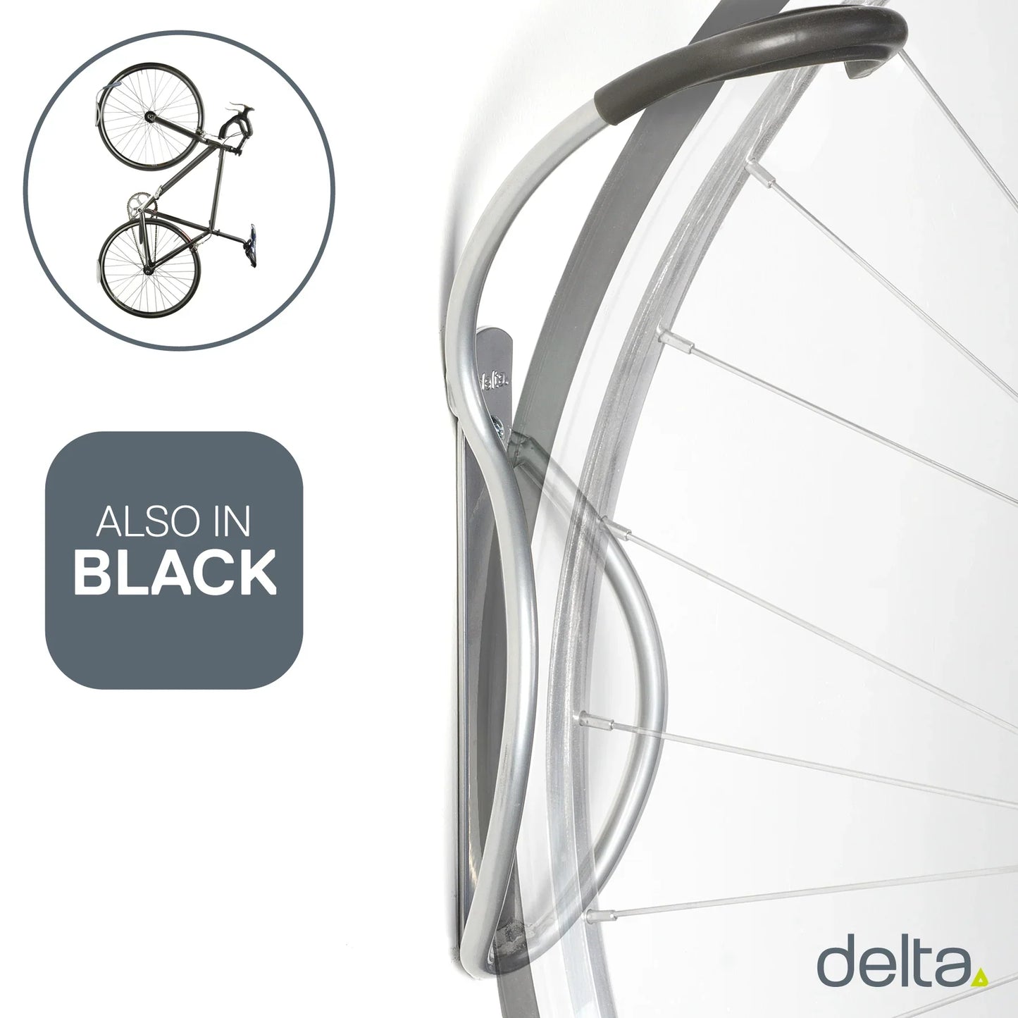 Delta Single Bike Wall Mount Rack - Silver Tray
