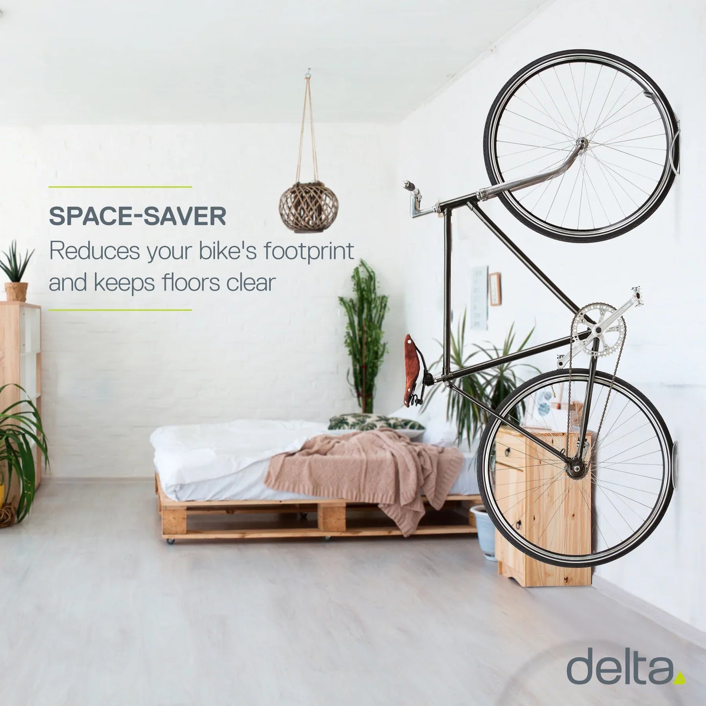 Delta Single Bike Wall Mount Rack - Silver Tray