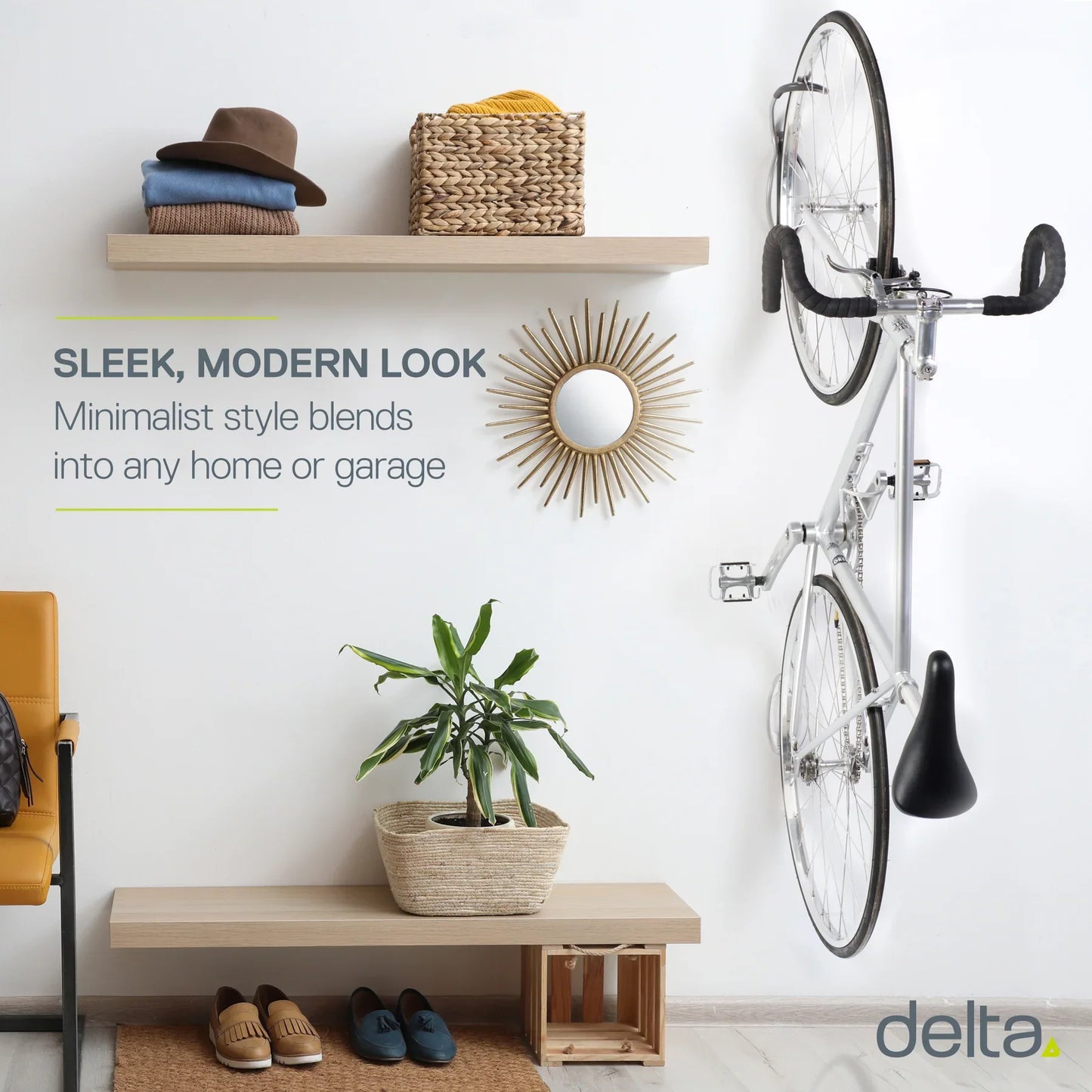 Delta Single Bike Wall Mount Rack - Silver Tray