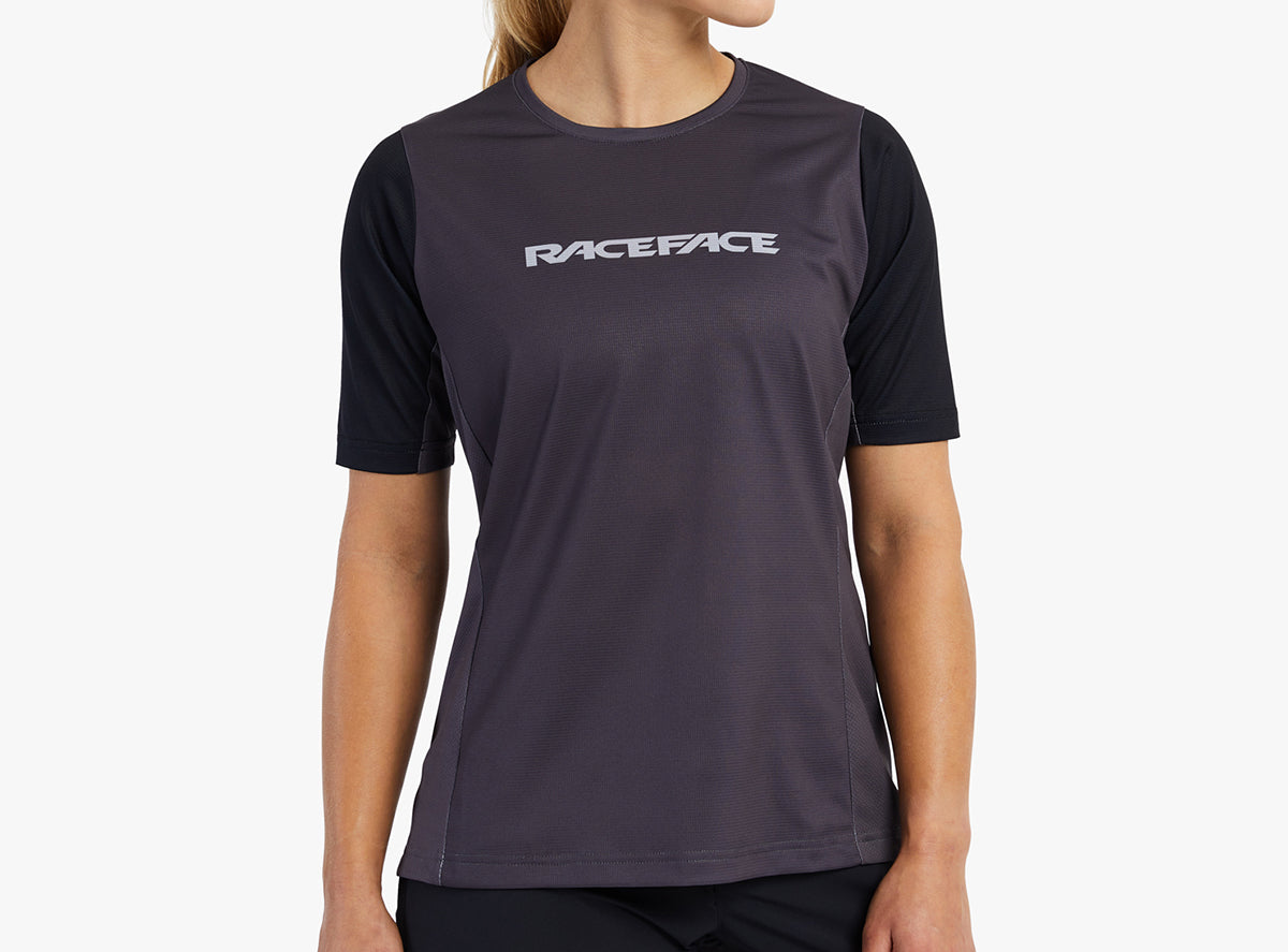 Race Face Indy Short Sleeve MTB Jersey - Womens - Charcoal - 2022 Charcoal X-Small 