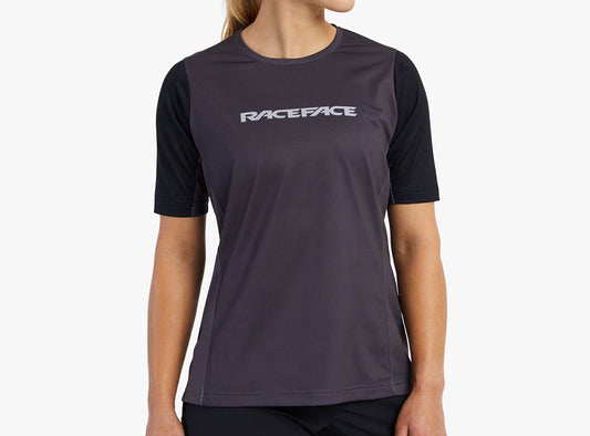 Race Face Indy Short Sleeve MTB Jersey - Womens - Charcoal - 2022 Charcoal X-Small 