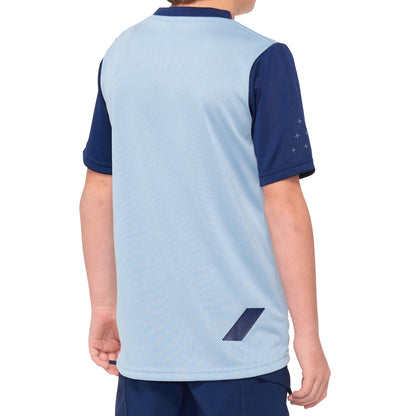 100% Ridecamp Short Sleeve MTB Jersey - Youth - Light Slate Blue-Navy