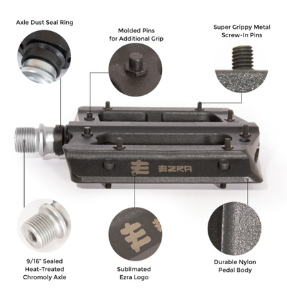 Eastern EZRA Flats Plus BMX Pedals - Blue