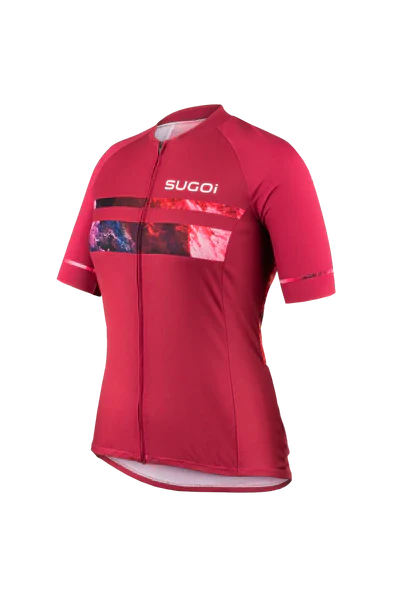Sugoi Evolution Zap 2 Short Sleeve Jersey - Womens - Cherry Blossom Red-Thunder Sky