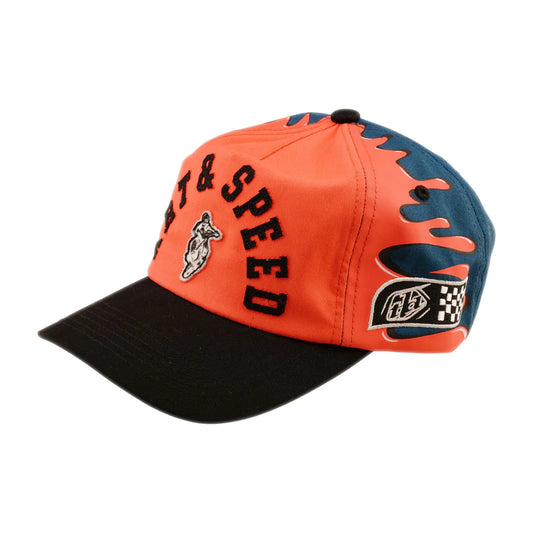 Troy Lee Designs Finish Line Unstructured Curved Snapback Hat - Coral-Blue