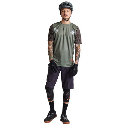 Troy Lee Designs Flowline Short Sleeve MTB Jersey - Flipped - Olive