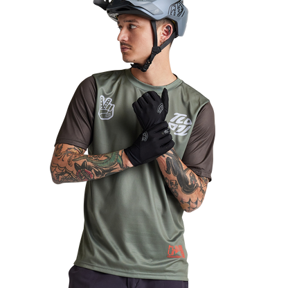 Troy Lee Designs Flowline Short Sleeve MTB Jersey - Flipped - Olive