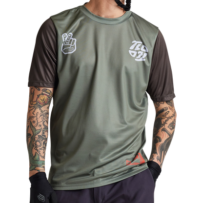 Troy Lee Designs Flowline Short Sleeve MTB Jersey - Flipped - Olive
