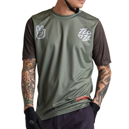 Troy Lee Designs Flowline Short Sleeve MTB Jersey - Flipped - Olive