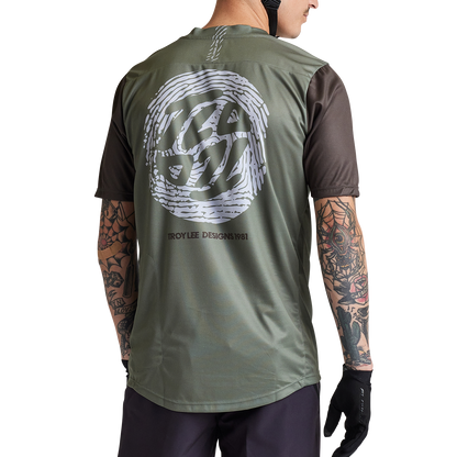 Troy Lee Designs Flowline Short Sleeve MTB Jersey - Flipped - Olive