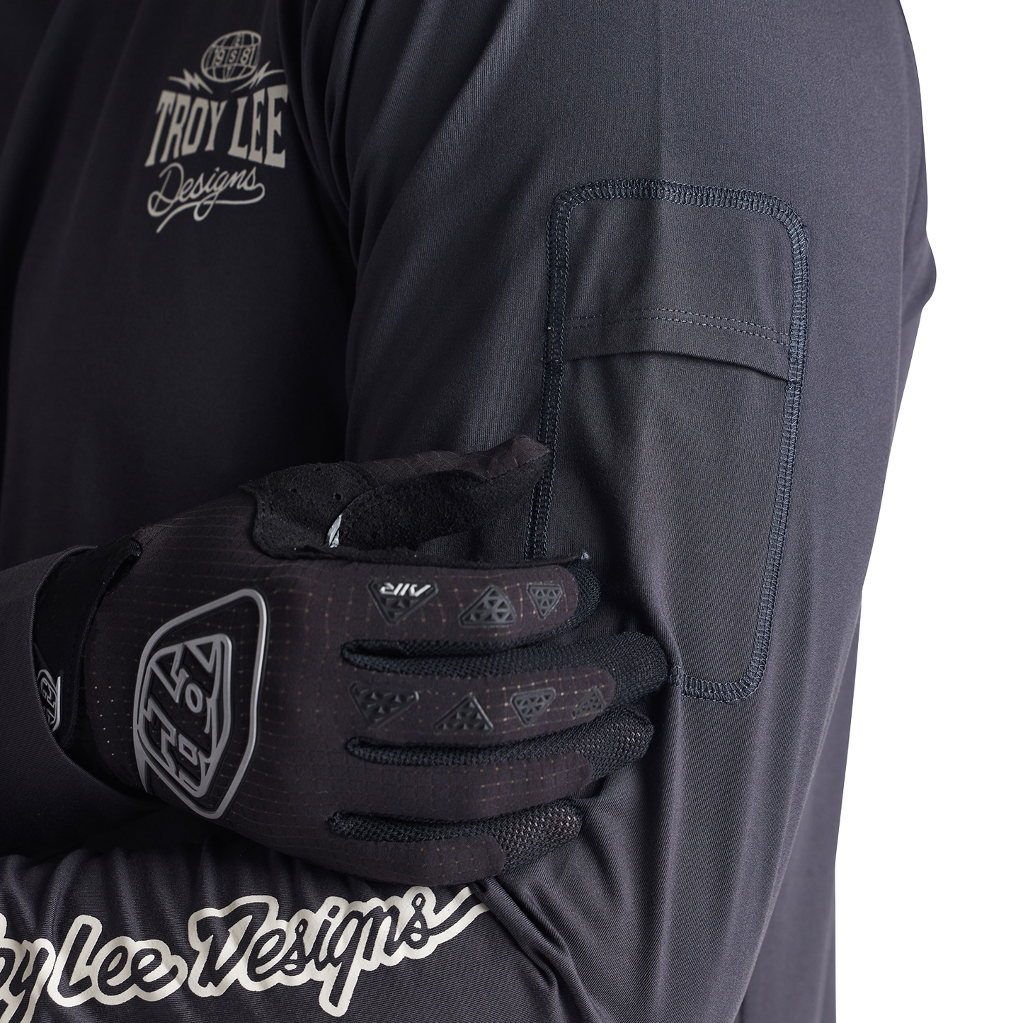 Troy Lee Designs Ruckus Long Sleeve Ride Tee - Bolts - Carbon