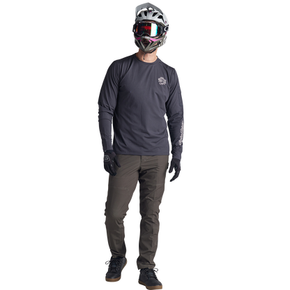 Troy Lee Designs Ruckus Long Sleeve Ride Tee - Bolts - Carbon